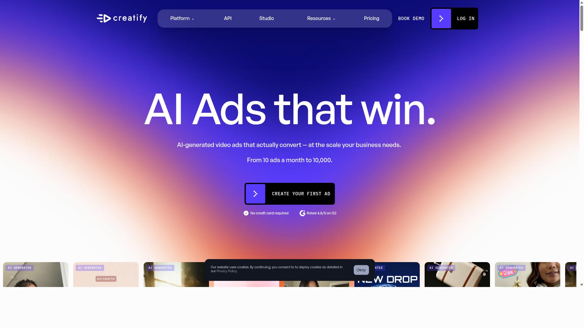 Creatify AI website